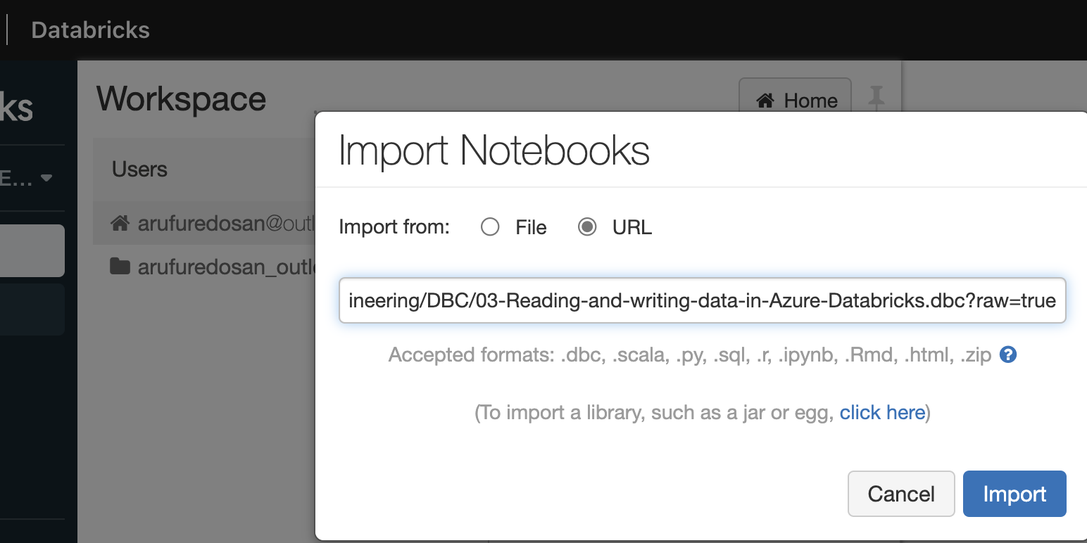 Image of notebooks in a Databricks workspace