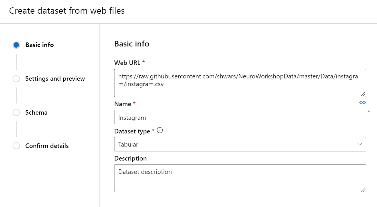 Create dataset from web